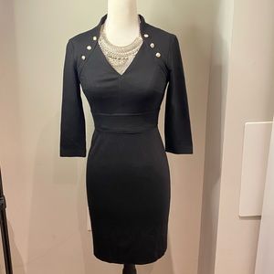White House Black Market Black Dress with Silver Accents